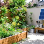 Jardin moderne écologique en DIY avec plantes et matériaux naturels
