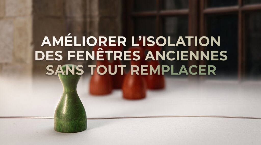Améliorer l’isolation des fenêtres anciennes sans tout remplacer 6 Image de couverture stylisée avec titre pour l’article Améliorer l’isolation des fenêtres anciennes sans tout remplac…