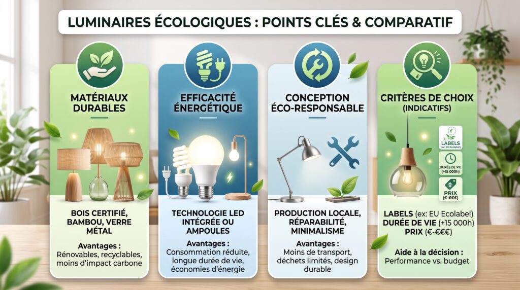 Schéma comparatif réaliste avec texte sur luminaires écologiques intérieur