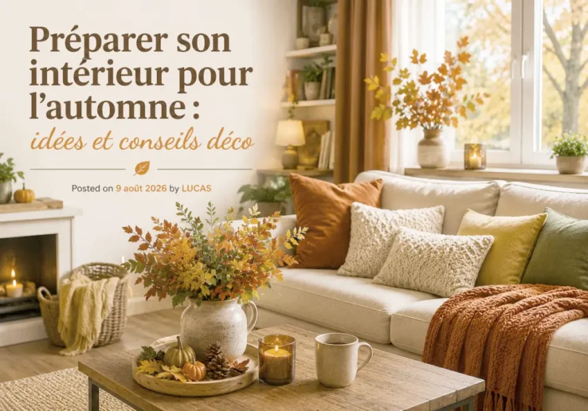 Préparer son intérieur pour l’automne : idées et conseils déco 2 Salon décoré pour l’automne avec textiles et couleurs chaudes, disposition harmonieuse des éléments.
