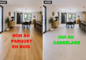 Porte de garage avec passages de câbles et petites ouvertures, près du bardage.
